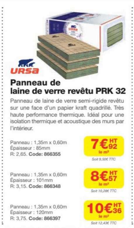 Promo Ursa Panneau De Laine De Verre Rev Tu Prk Chez Ciffreo Bona