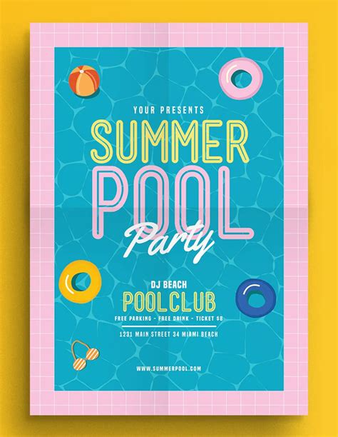 Pool Party Dj Pool Parties Flyer Summer Pool Party Party Flyer