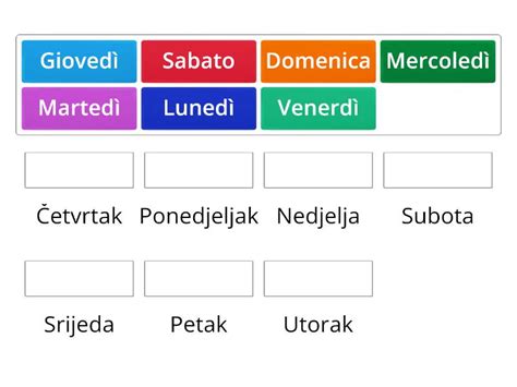 Talijanski Razred Dani U Tjednu Spoji Parove