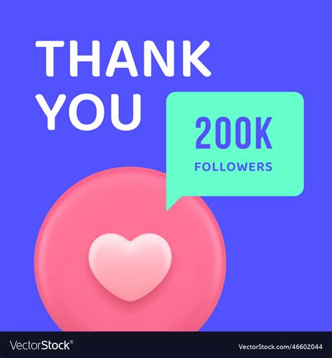 Thank You 200k Followers Like Heart Button Vector Image