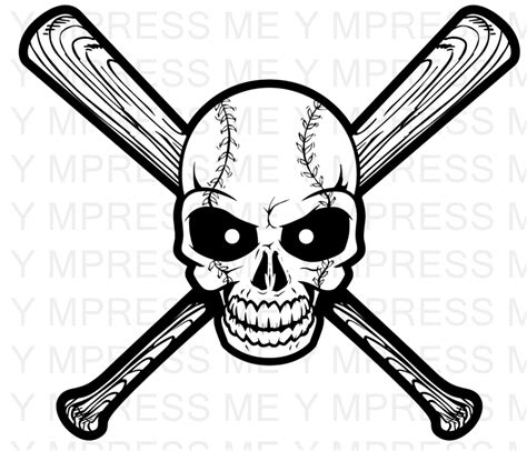 Skull With Baseball Bat SVG File Etsy