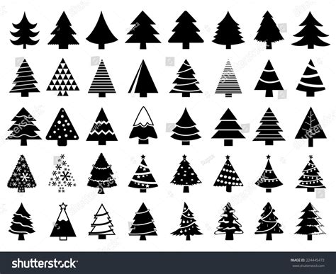 Set Christmas Trees Stock Vector 224445472 Shutterstock