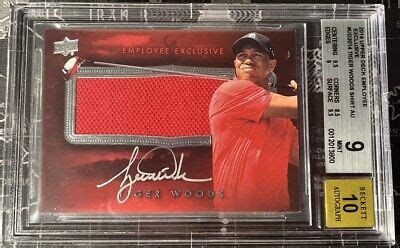 2014 TIGER WOODS UPPER DECK EXCLUSIVE RED PATCH AUTO BGS 9 AUTO 10