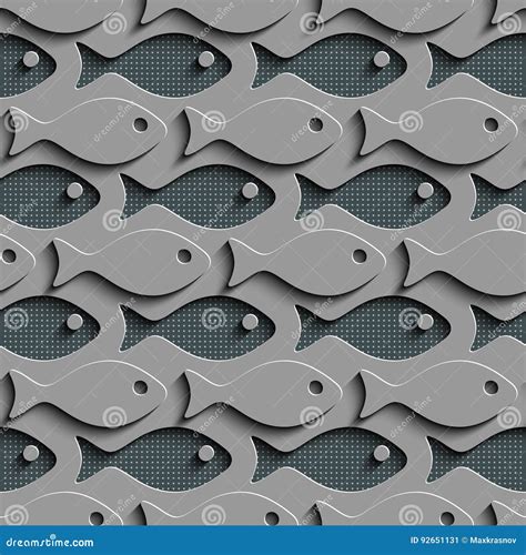 Seamless Fish Pattern Stock Vector Illustration Of Chrome