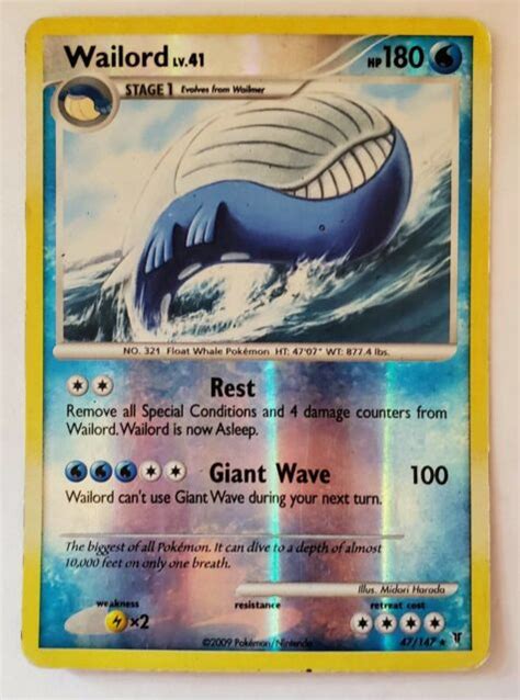 Rare Wailord With 180 Hp Pokemon Card Ebay