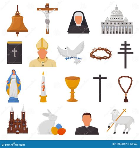 Christian Icons Vector Christianity Religion Signs And Religious