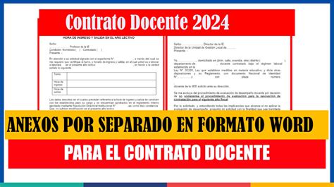 ANEXOS POR SEPARADO EN FORMATO WORD Para El Proceso De Contrato Docente