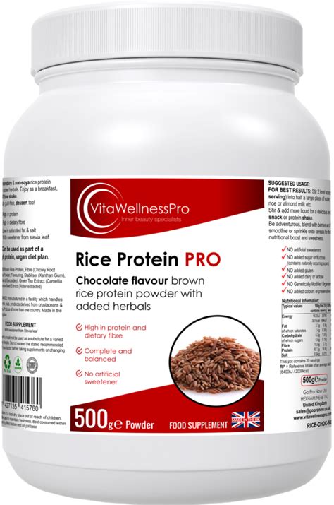 Rice Protein Powder Blend Chocolate Flavour Rice Protein Pro