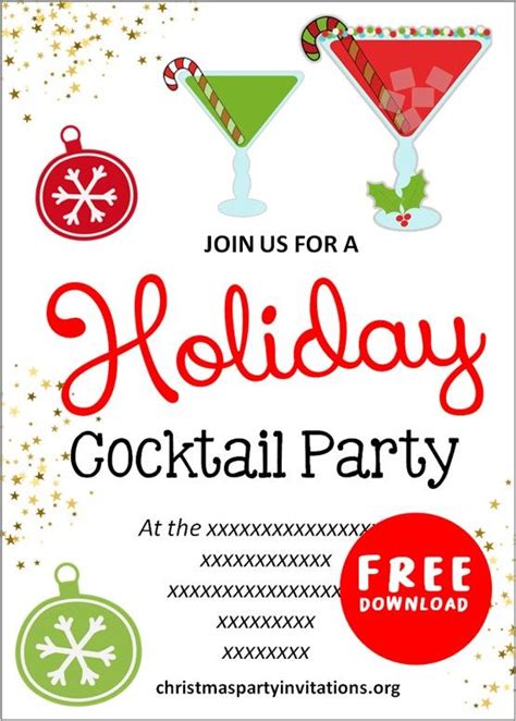 Free Printable Christmas Cocktail Party Invitations Tem Christmas