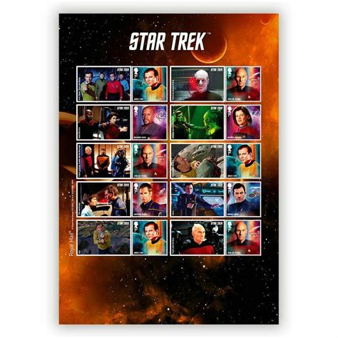 Royal Mail 2020 Star Trek Captains Collector Sheet Sheet Of 10