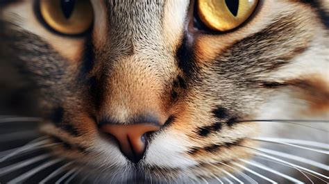 Premium Ai Image Close Up Of A Cats Face Focusing On The Symmetry Of