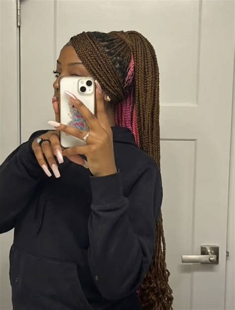 Brown And Pink Peekaboo Braids In 2022 Black Girl Braided Hairstyles