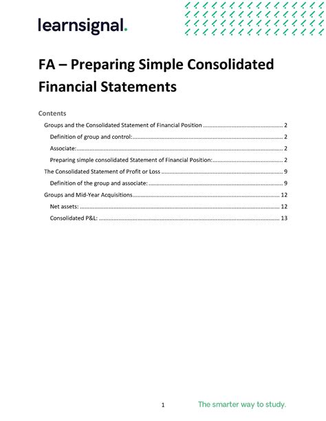 Fa Summaries Of Lectures Form Fa Preparing Simple Consolidated