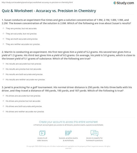 Accuracy Precision Worksheet Accuracy And Precision Worksheet