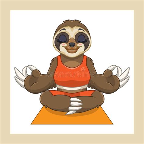 Cute Sloth Cartoon Doing Yoga Stock Illustration Illustration Of