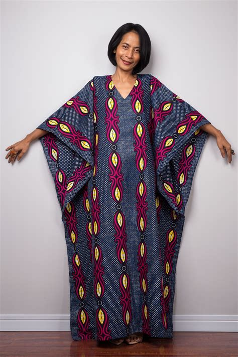 Ankara Kaftan African Print Kaftan Maxi Dress Loose Fit Holiday Resort Dress Womens Summer