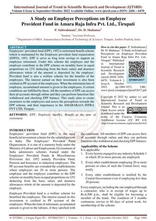 A Study On Employee Perceptions On Employee Provident Fund In Amara