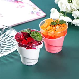 Foraineam 100 Pack 5 Oz Thick Plastic Dessert Cups With 100 Lids And