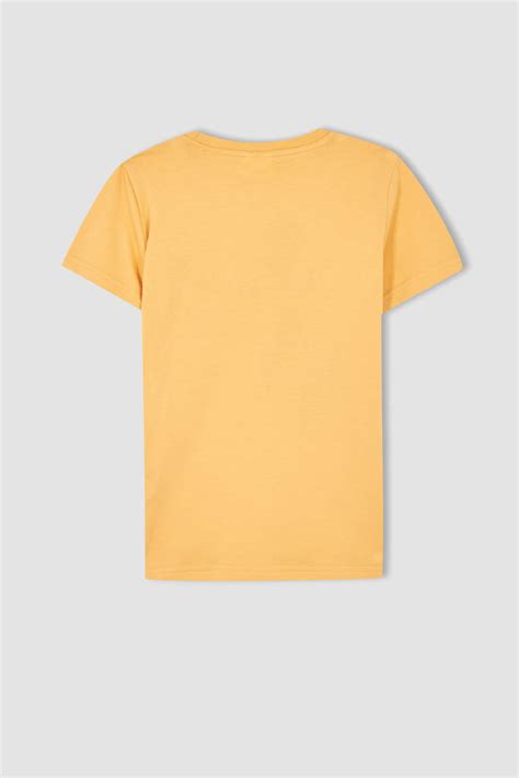 Orange GarÇons T Shirt En Coton Peigné à Manches Courtes Et Col Rond