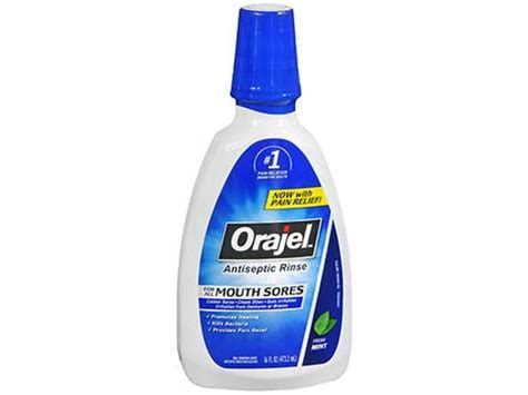 Orajel Antiseptic Rinse For All Mouth Sores Mint 16 Oz