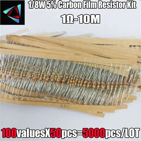 1 8w 5 1r 1m 100valuesx50pcs 5000 Pe As Resistor De Filme De Carbono 0