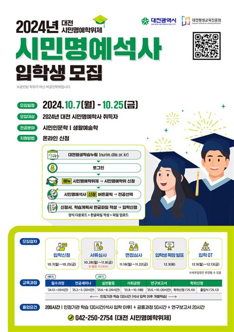 대전평생교육진흥원“2024 대전 시민명예석사”입학생 모집