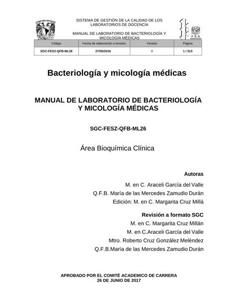 Pdf Bacteriología Y Micología Médicas · Sistema De GestiÓn De La Calidad De Los Laboratorios