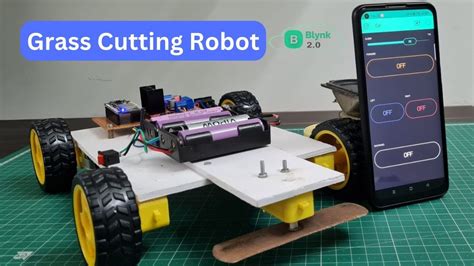 Grass Cutting Lawn Mower Robot Using Esp8266 With Blynk App Youtube