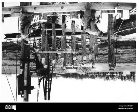 Bridge Building Royal Engineers At Work During The Construction Of