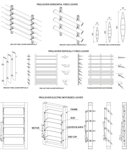 Aluminum Sun Louver Vertical Airfoil System For Ventilation And Sun