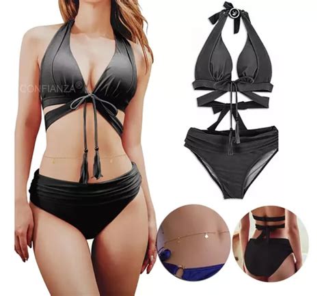 Traje De Baño Dividido De Cintura Alta Con Bikini Con Flecos Meses