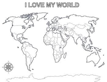 World Map Printable,ACTIVITIES FOR KIDS,distance learning, Coloring ...