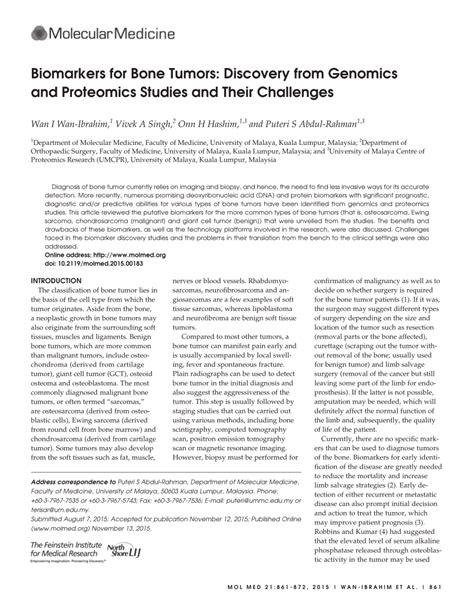 Pdf Biomarkers For Bone Tumors Discovery From Genomics And