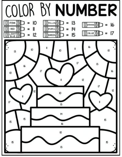 Free Valentines Day Color By Number Coloring Pages