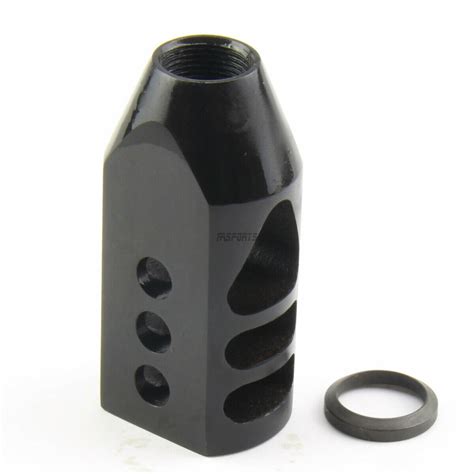 Black Tanker Style Muzzle Brake Triangular Baffl 5 8x24 Pitch For 308 W Washer Ebay