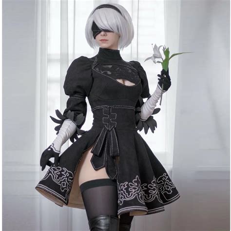 Game Nier Automata Yorha No 2 Costume 2b Cosplay Wig Anime Costumes Fancy Dress Ebay