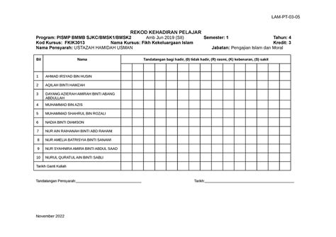 File Untuk Dilihat Lam Pt 03 November 2022 Rekod Kehadiran Pelajar
