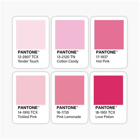 "Pink Pantone Color Swatch Pack" Sticker for Sale by jadeillustrates ...