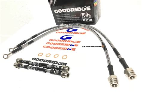 Goodridge Braided Stainless Steel Brake Hoses Kit Clear 4 Line For