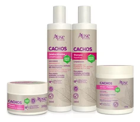 Kit Cachos Shampoo Gelatina M Scara Ativador Apse Parcelamento