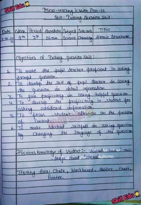 6 Probing Question Skill Microteaching Lesson Plan B Ed Science Atomic Structure Youtube