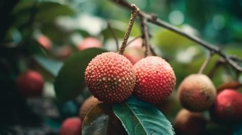 Premium Photo | Lychee fruit on a tree branch