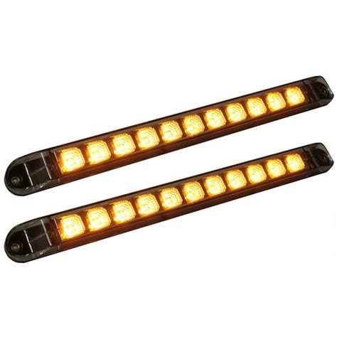 Pair of Clear Lens Amber LED 17" Identification Light Bars / Emergency ...