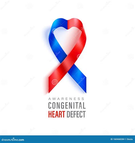 Congenital Heart Defect Awareness Banner With Red And Blue Ribbon ...