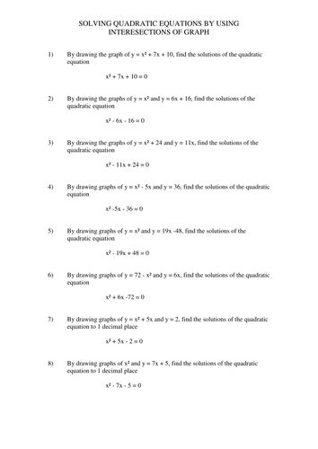 Solving Linear And Quadratic Simultaneous Equations Graphically