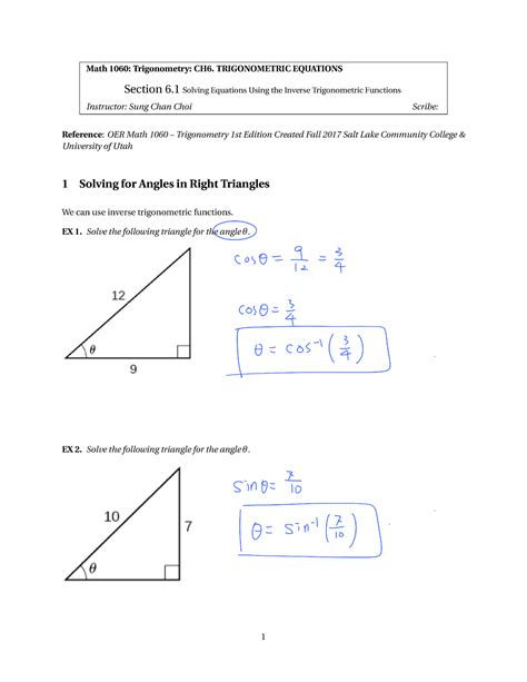 6 Equations For Solving Triangles Using Arccos And Arcsin Math 1060 Trigonometry Ch6