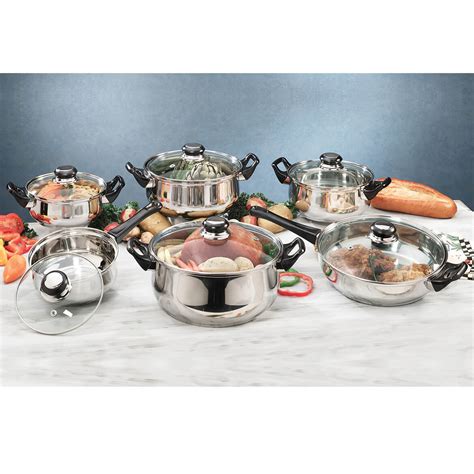 Deluxe 12 Pc Stainless Steel Cookware Set