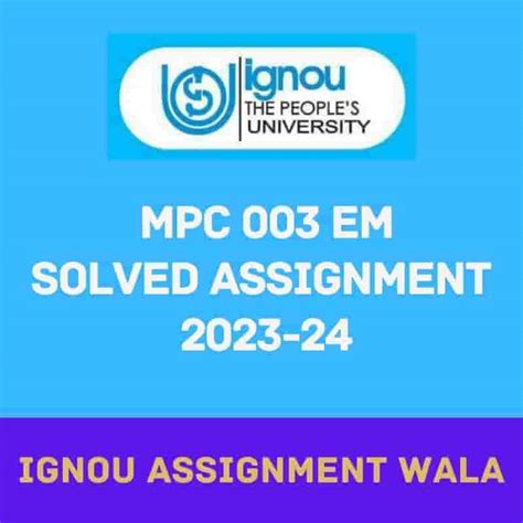 Ignou Mpc Solved Assignment Ignou Assignment Wala