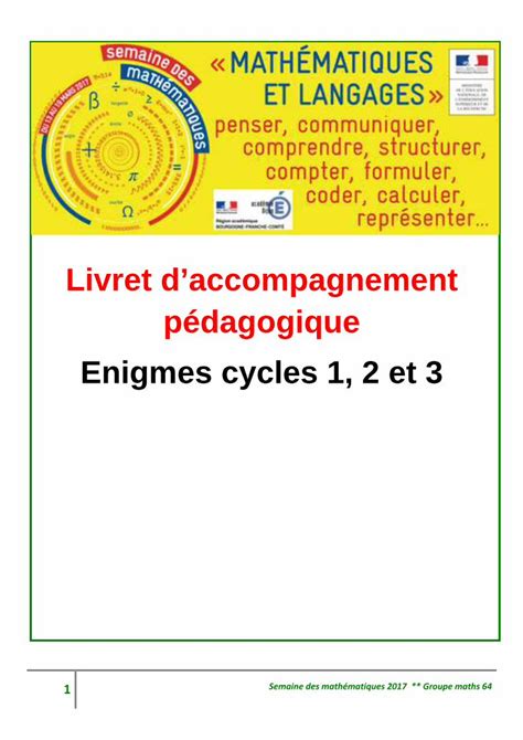 Pdf Livret Daccompagnement P Dagogique Enigmes Cycles