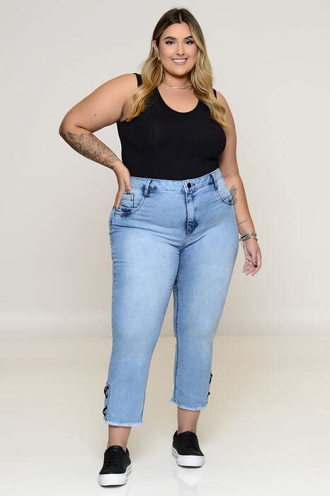 Cal A Plus Size Cropped Jeans Claro Vk Moda Plus Size